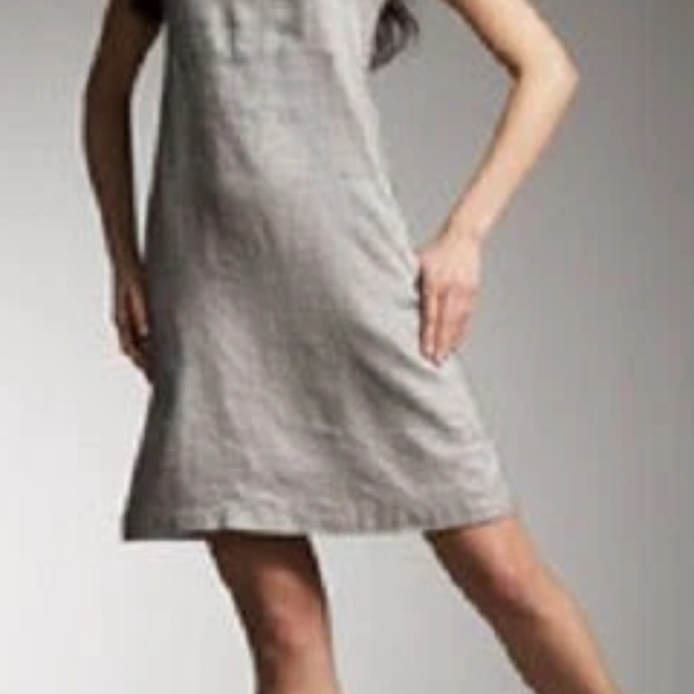 Eileen Fisher sparkly silver grey linen dress S - Picture 3 of 14